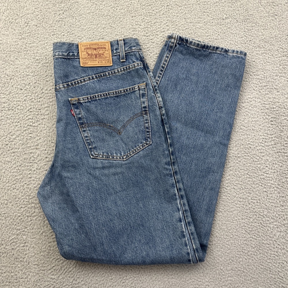 Vintage 90s Levi's 550 Relaxed Fit 100% Cotton Made In USA Jeans Men's 38 x 34